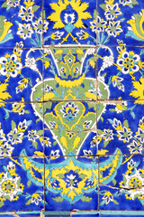 Decorated tile in the mosque, Isfahan, Iran