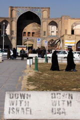 Down with Usa down with Israel in the Naghsh-i Jahan Square in Isfahan, Iran