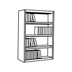 Bookshelf Vector Illustration Line Art Bookcase with Books