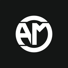 letter Am or Ma circle shape modern monogram logo