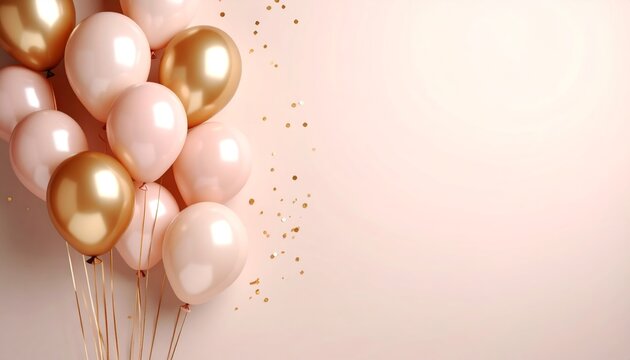 Elegant retirement celebration background with balloons and confetti decoration