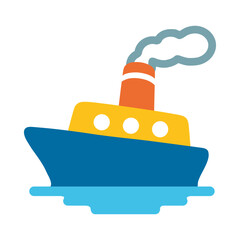 Ship Illustration, Clipart of Ocean Cruise Vessel, Isolated on White Background