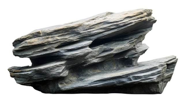 decorative rock sculpture with layered sediment texture on transparent background