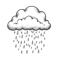 Hand-Drawn Rain Cloud Illustration: Perfect for Weather Graphics