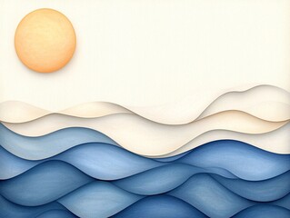Calm Water Reflection in Muted Blue and Beige