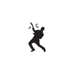 Fototapeta na wymiar Silhouette of a guitarist playing passionately surrounded by musical notes illustration