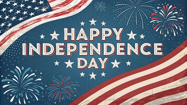 Happy Independence Day Celebrate Freedom with Fireworks and Patriotism