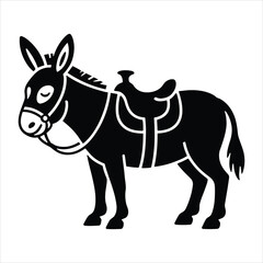 Donkey Silhouette Vector with Saddle for Farm and Animal Design

