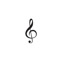 Isolated black treble clef music symbol on white background decorative musical note