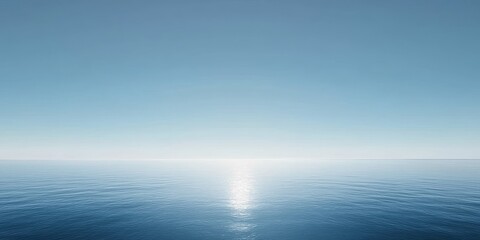 Obraz premium Endless blue horizon stretches across the sky and sea, inviting peace and reflection in a serene atmosphere of tranquility