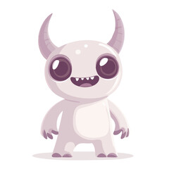 Fototapeta premium Adorable Purple Monster Vector with Big Eyes and Horns – Cute Fantasy Character