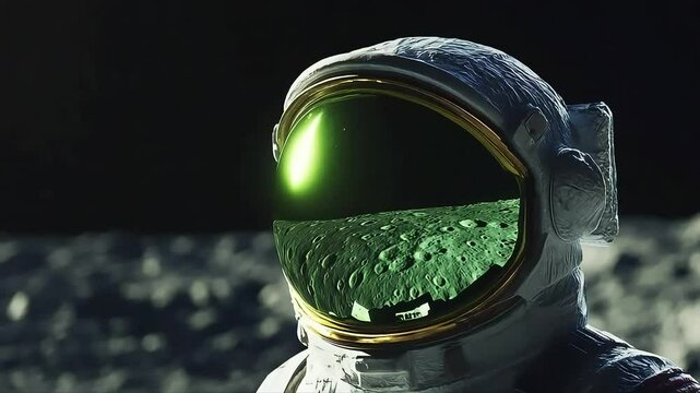 Astronaut helmet on lunar surface