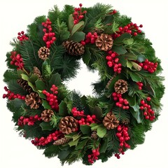 christmas wreath on white background