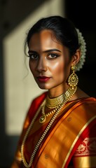 Traditional Indian Model in Dramatic Studio Light and Shadow Play