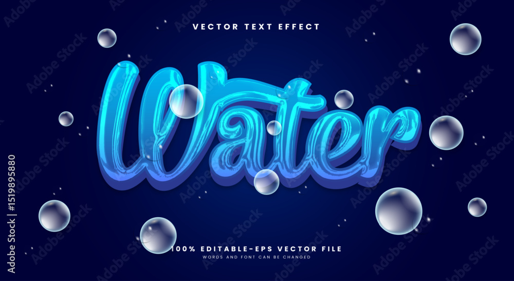 Poster water 3d editable text effect template suitable for bubble style