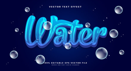 Water 3d editable text effect Template Suitable for Bubble Style