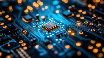 Obraz premium Close-up of circuit board with processor