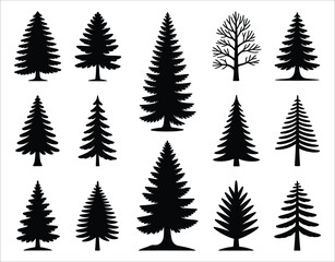 Obraz premium Classic Fir Tree Silhouette Icons