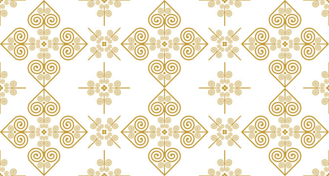 Seamless golden Hmong pattern