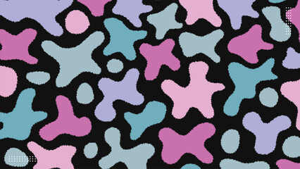 Abstract corals texture shape pattern in pink,purple ,green and blue son black background