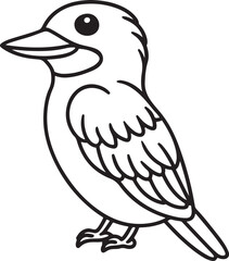 kookaburra bird line art, black outline, vector and illustration, coloring book page line art drawing