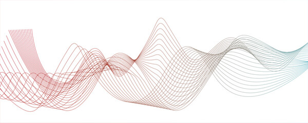 Smooth wave abstract vector background with shadow. background image with dynamic curves.Visual music wave frequencies rhythm. Wave melody lines on white.