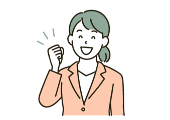 ガッツポーズをする笑顔の若いビジネスウーマン