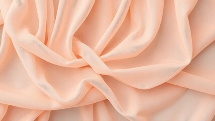 Delicate peach fabric, draped softly with natural folds and subtle light play, creating a textured surface for various creative applications