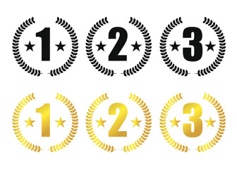 Rank first, second and thrid in the race. black and gold color illustration