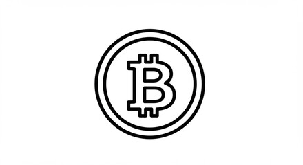 Obraz premium Bitcoin cryptocurrency icon in minimal line style