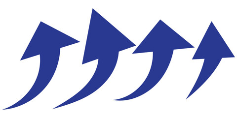 Black curved arrows icons set. Arrow sign in flat style. Wind movement image, process repeat symbol, rotation. Vector illustration.