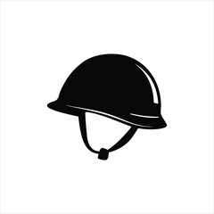 Black Hard Hat Silhouette: Safety Helmet Icon for Construction and Industry

