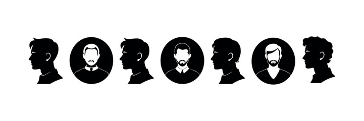 Silhouette Avatar Profile Icons &ndash; Vector Illustration White Background