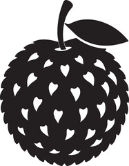 lychee fruit silhouette, black and white silhouette, vector and illustration