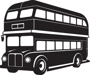 double decker bus silhouette, black and white silhouette, vector and illustration