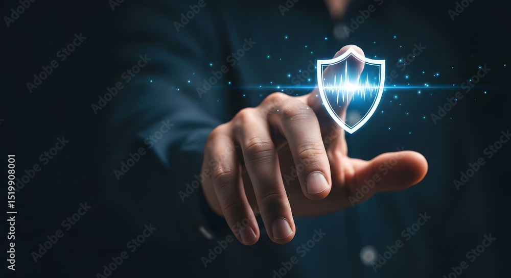 Poster cybersecurity protection digital shield for data and systems