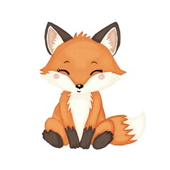 Obraz premium red fox cartoon Cute Woodland Fox Character – Hand-Drawn Forest Animal Illustration