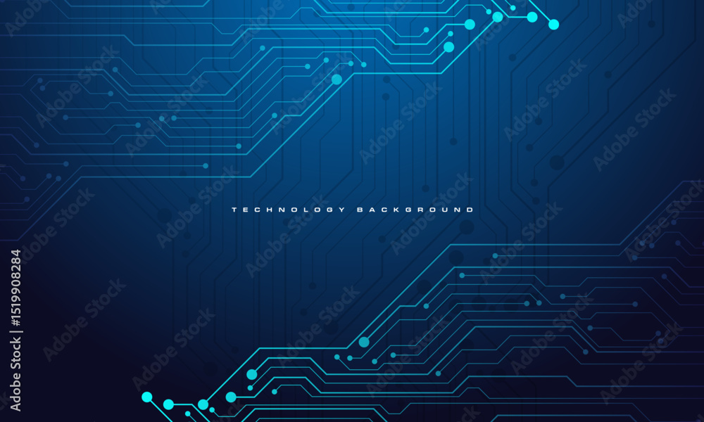 Poster abstract blue circuit cyber technology connected lines electronics computer digital design modern fu