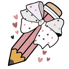 Pencil vector with bow ribbon type vector illustration