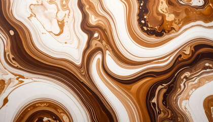 Brown and white marble oil ink liquid swirl texture, abstract pattern with smooth flowing lines, perfect for ceramic counter tiles or modern wall art design