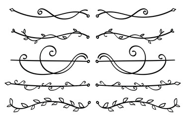 Obraz premium Hand drawn botanical vintage line divider collection