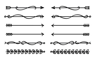 Nature Floral Line Divider for Text Layout Separator Decoration Element Collection.