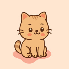 Kawaii Cartoon Ginger Cat Illustration