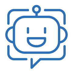 AI Chat Icon – Vector Line Symbol for Conversational Interface and Bots