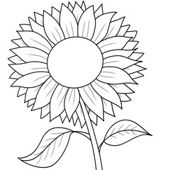 Drawing of Sub Flower in Black and white for Coloring