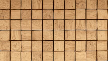 Natural Abstract A Repeating Pattern of Square Wooden Blocks with Visible Wood Grain and Texture