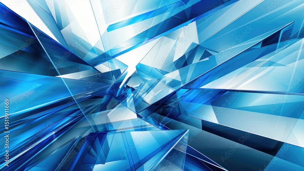 Poster dynamic blue shapes and angles interconnect, forming a captivating and modern display of abstract de