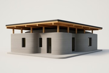 Innovative home design with 3d concrete printing technology for sustainable architecture