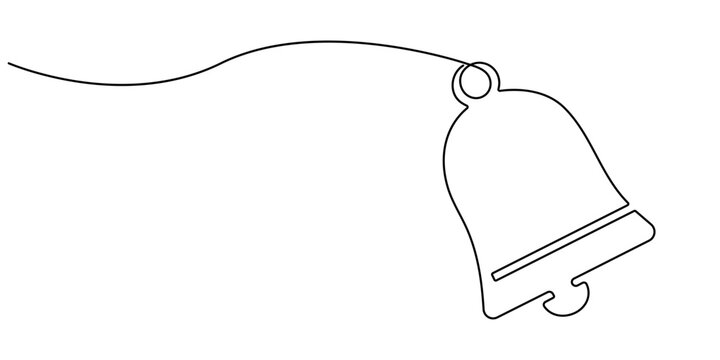 Naklejki Notification Icon Continuous Line Art Illustration, Continuous one line cartoon doodle hand drawn of yellow bell, Simply golden bell icon isolated on white background, Vector illustration, colors.