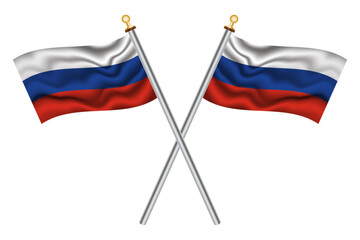 Russian crossed flags isolated on a transparent or white background, vector illustration. Two crossed national flags of Russia.